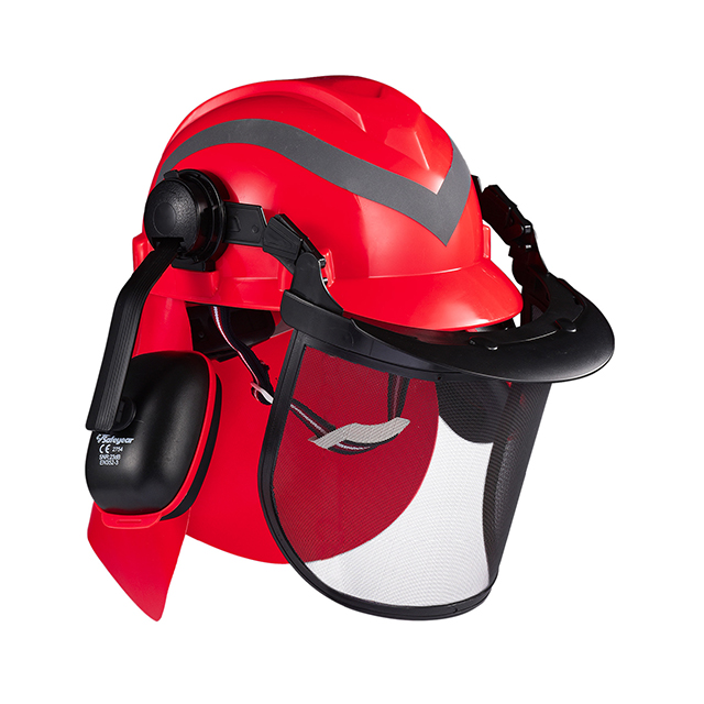Topi Keledar Keselamatan & Pelindung Muka & Penutup Telinga M-5009 Merah